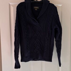 Eddie Bauer Dark Blue Cable Knit Cowl Sweater